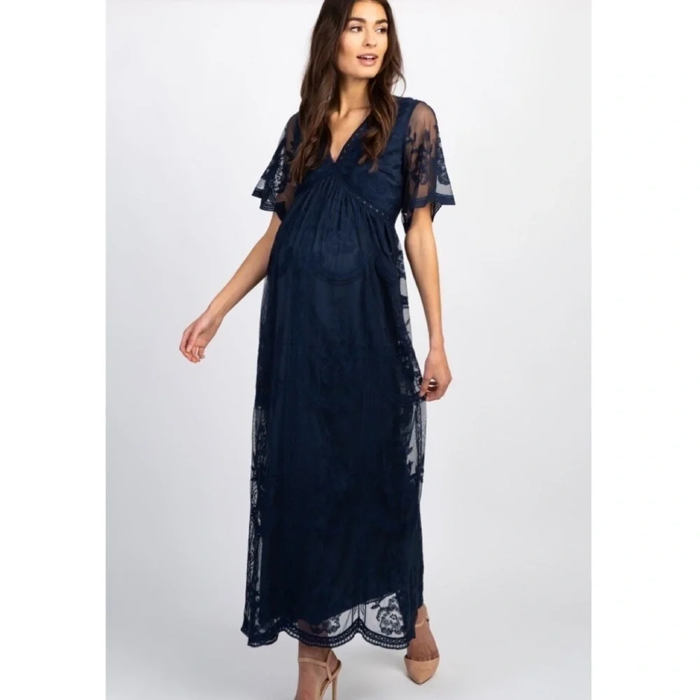 PinkBlush lace overlay maxi dress nwot